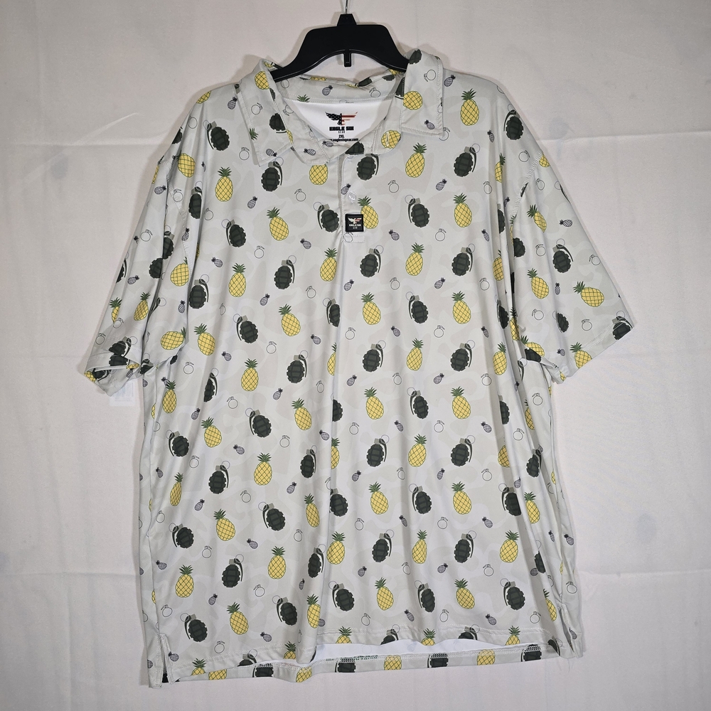 Tropical Pineapple Print Polo Shirt